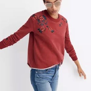 Embroidered Red Flower Sweatshirt (Mile(s) by Madewell S)